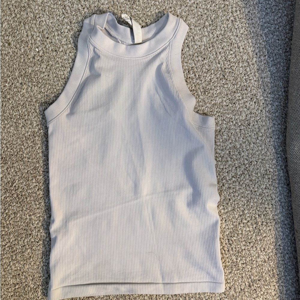 Athleta White Ribbed Tank Top